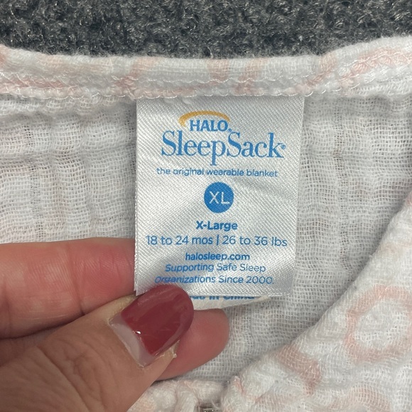 Halo Sleep sack baby girl muslin lightweight size XL pink white 18-24 mo - Picture 3 of 3